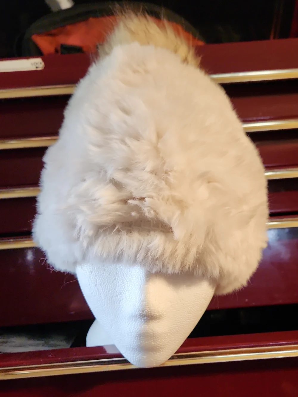 Plush Faux Fur Beanie Hat - Cream